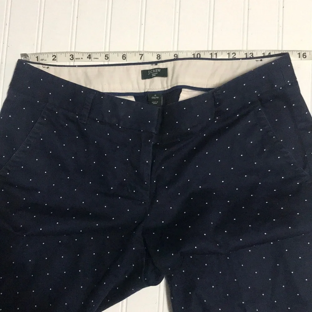 J. Crew city fit stretch polka dot pants blue white - Picture 3 of 8